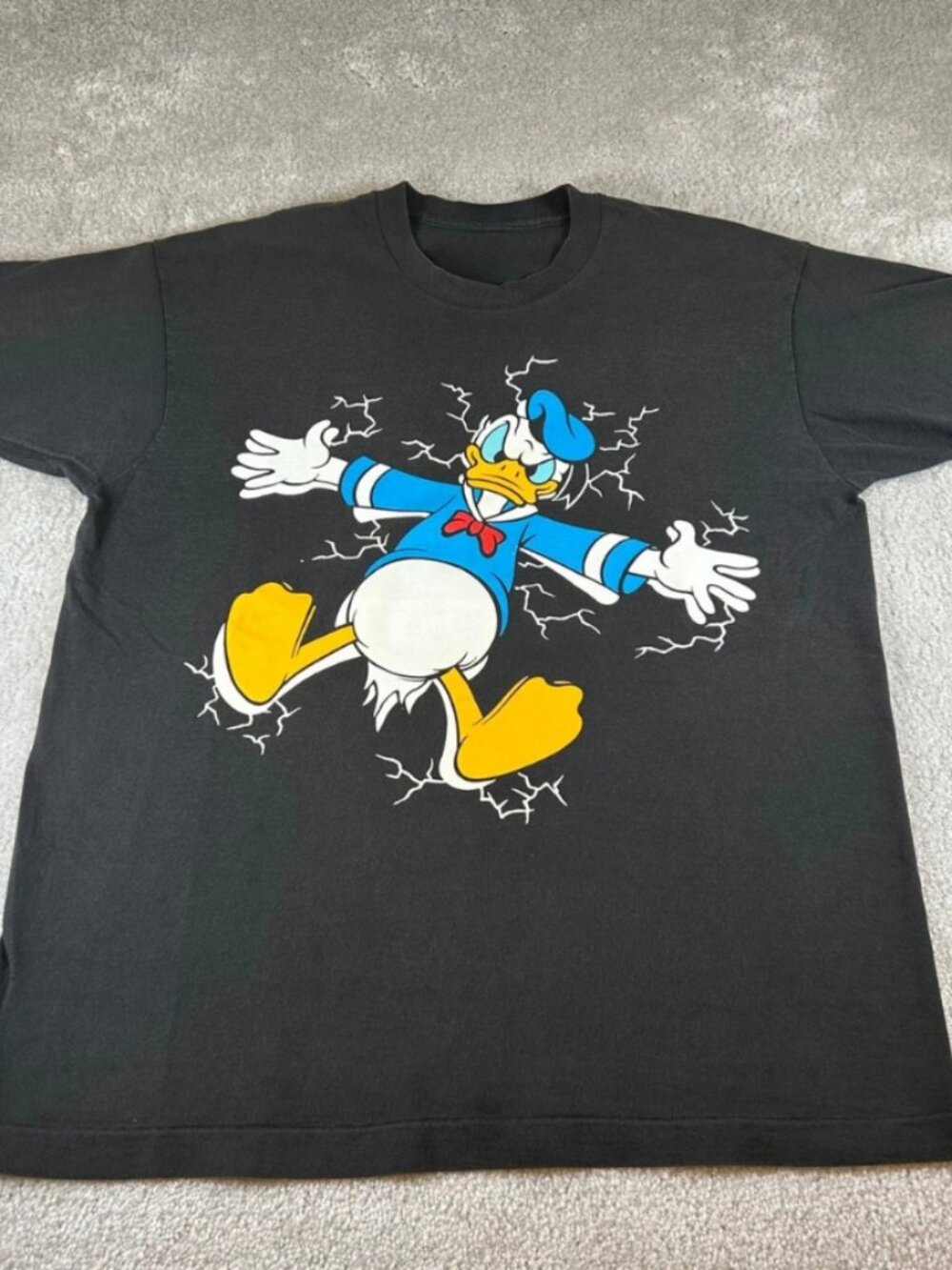 Donald Duck Lightning Electric Graphic T-Shirt Black